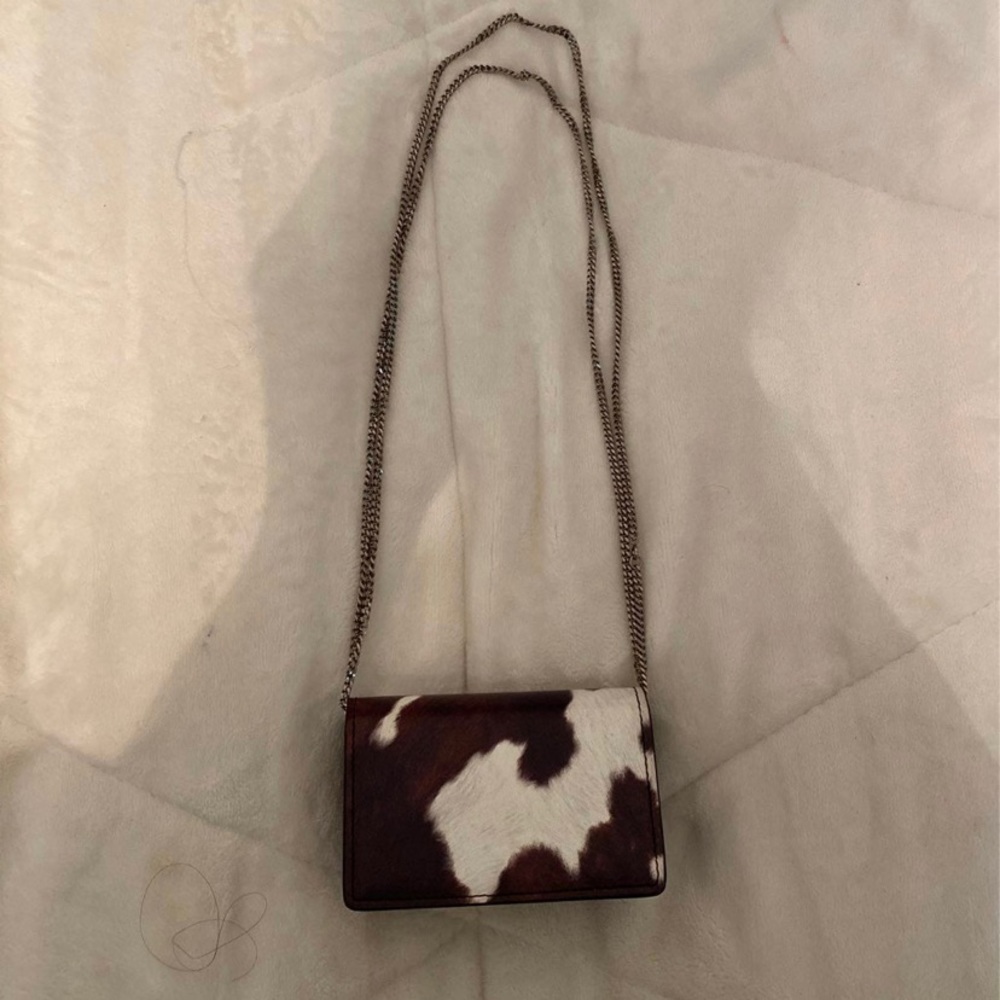 Burberry Cow Print Women's Leather Chain/shoulder Wallet Dark